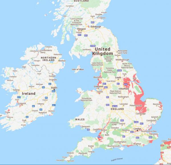 Chilling Doomsday Map Shows How UK Will Be Left Underwater In 80   Amsterdam And UK Flooded Doomsday Prophesy Map 600x580 