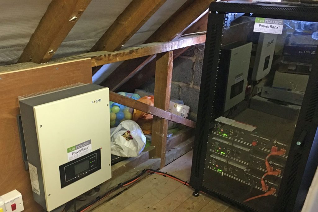PowerBanx X3 Battery System, in X8 enclosure for later upgrading, in loft (Image: Tanjent)