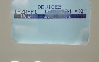 Device serial numbers on myenergi Zappi screen (Image: Tanjent)