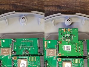 Zappi tamper board, before and after fitting (Image: T. Larkum/Tanjent)