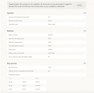 Dynamic ESS settings (Image: C. Brookson)